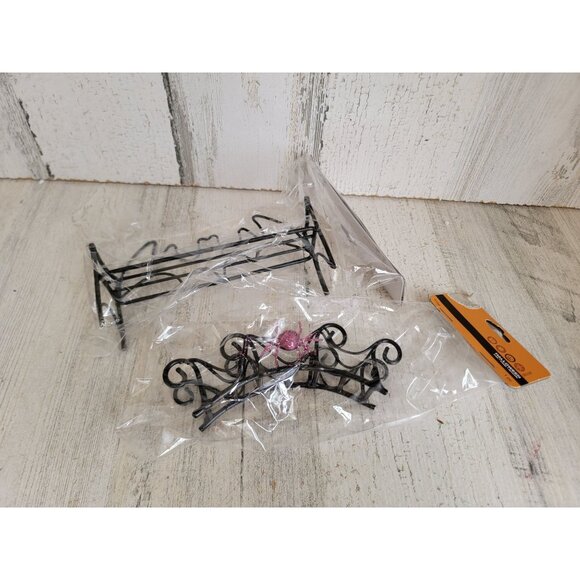 Halloween metal bat bench spider bridge village accessory set unique - Picture 7 of 7